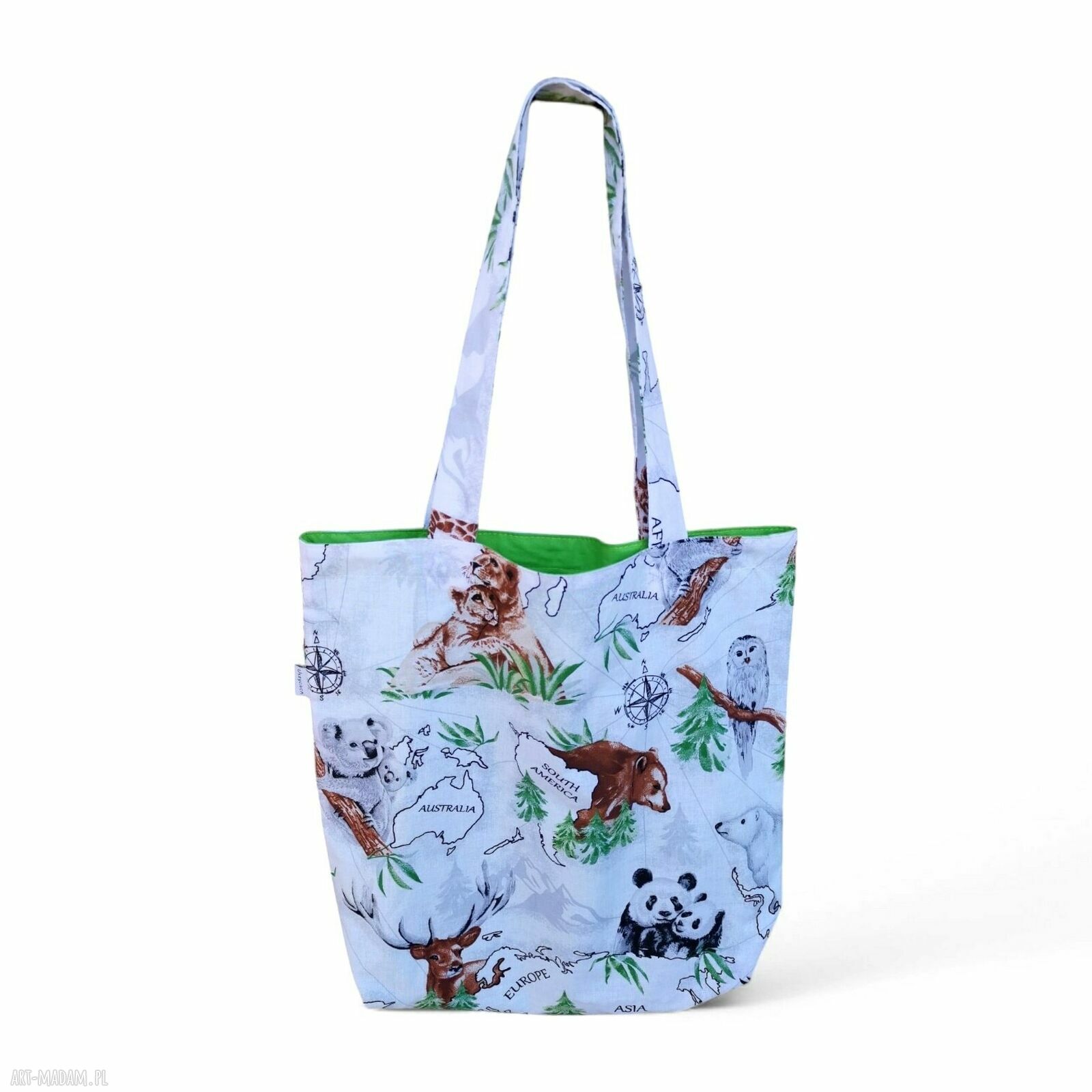 Torba na zakupy shopperka ekologiczna z 100% bawełny - mapa zoo