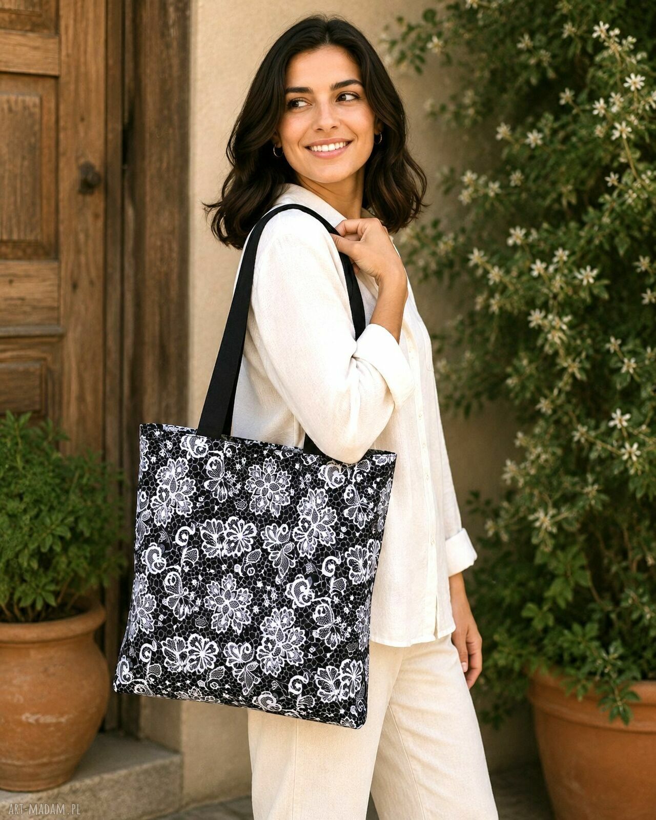 Torba na zakupy shopperka ekologiczna z bawełny 100% 40x37 cm