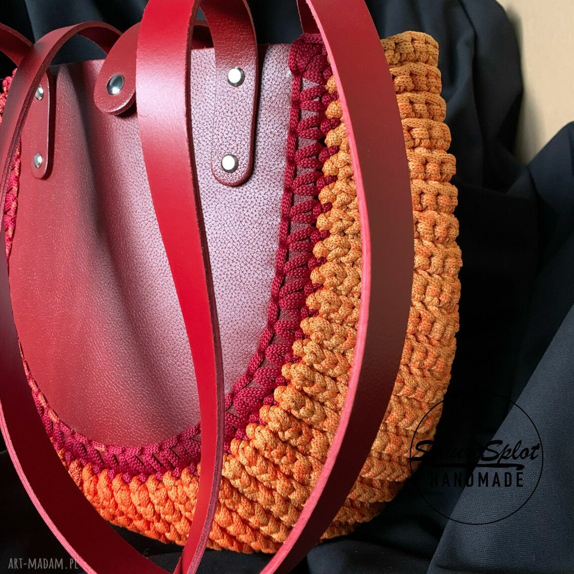 Torba na ramię ze skóry naturalnej - handmade ombre