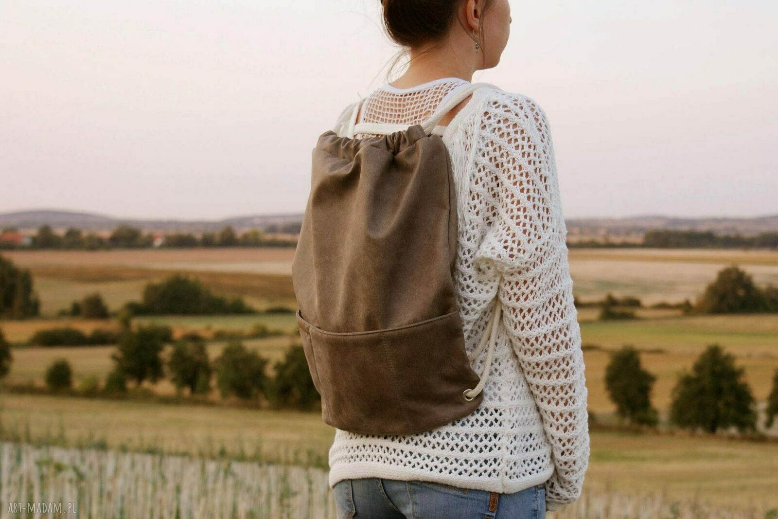 Plecak vegan taupe handmade