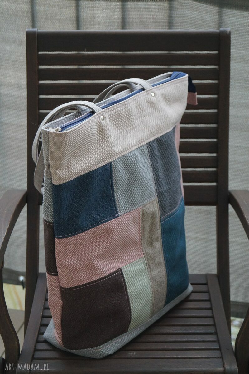 Torba na ramię Zero Waste XL - pojemny patchwork na co dzień