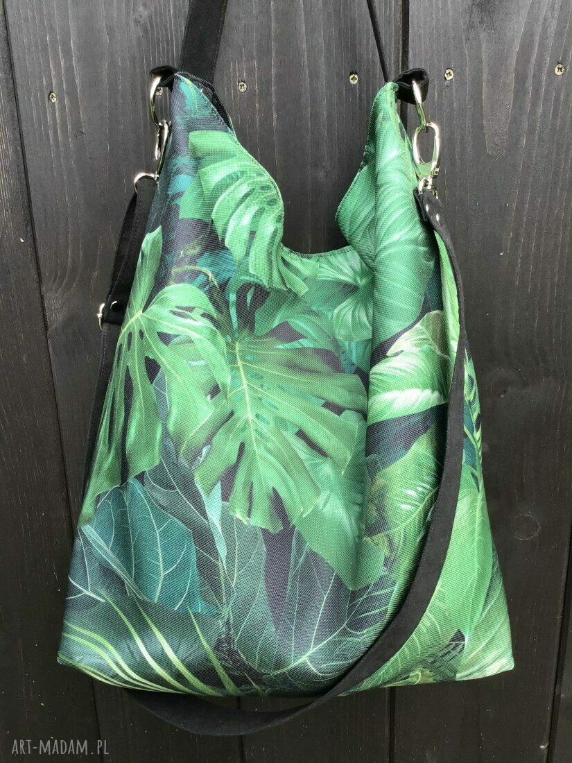 Torba Botanica Print w formie worek hobo na ramię - rękodzieło dla kobiet