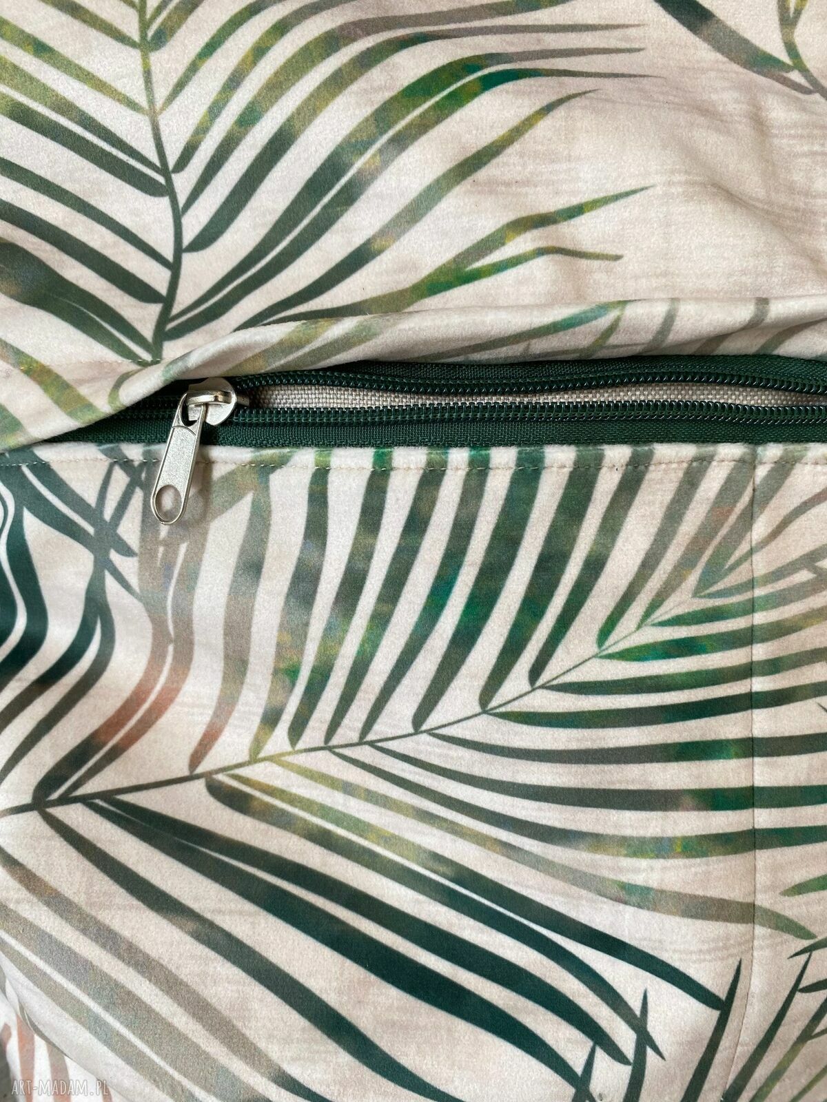 Torba na ramię w liście palmy - welur wegański handmade