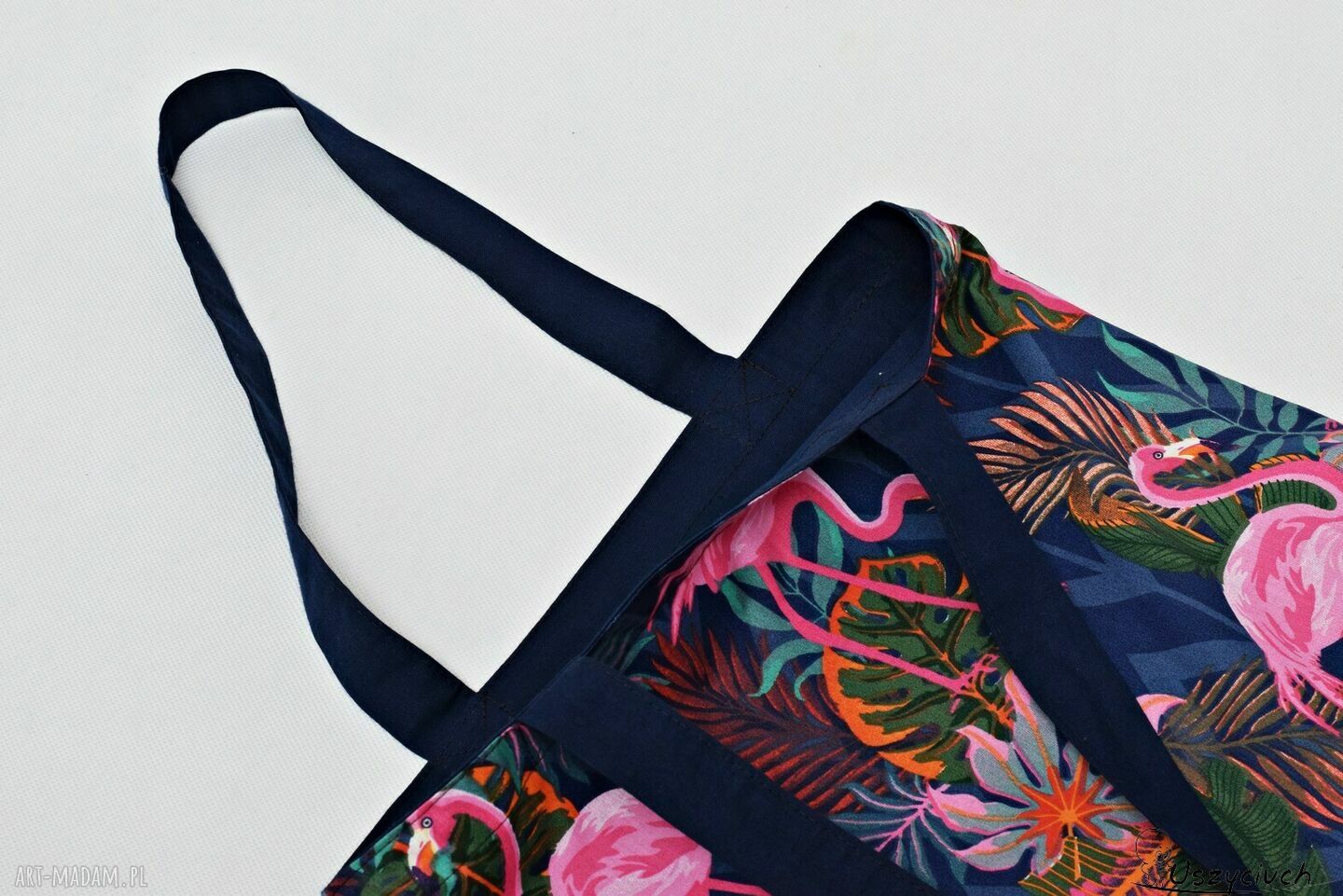 Torba na zakupy shopperka ekologiczna torba zakupowa na ramię eko siatka bawełniana flamingi