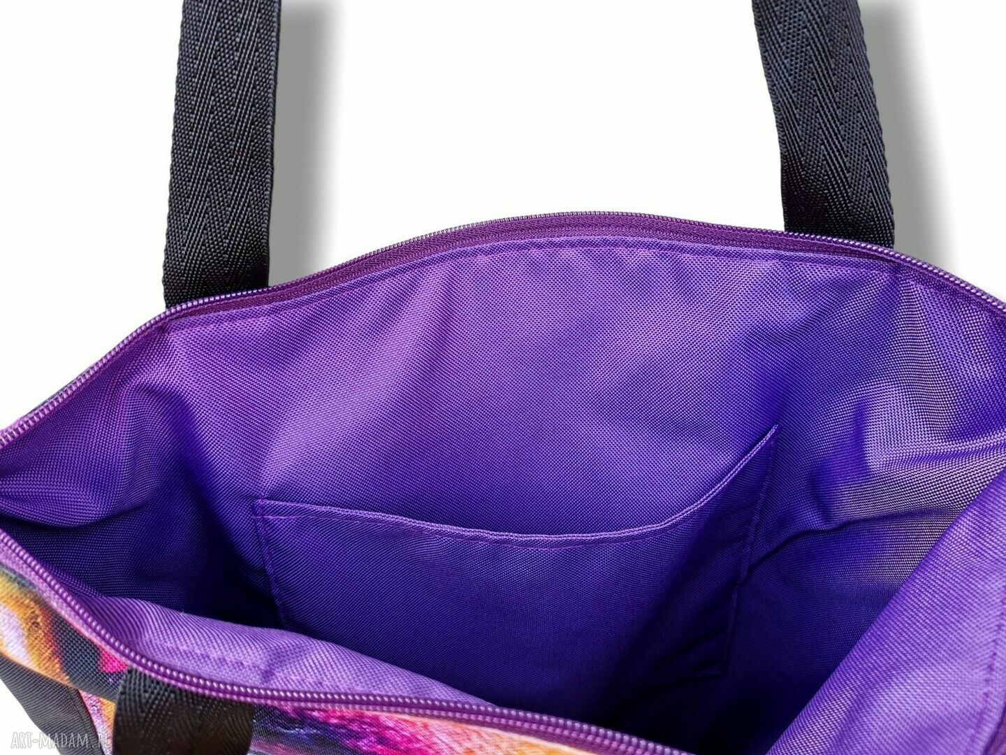 Ręcznie szyta duża torba shopper wodoodporna na ramię - kolorowe fale