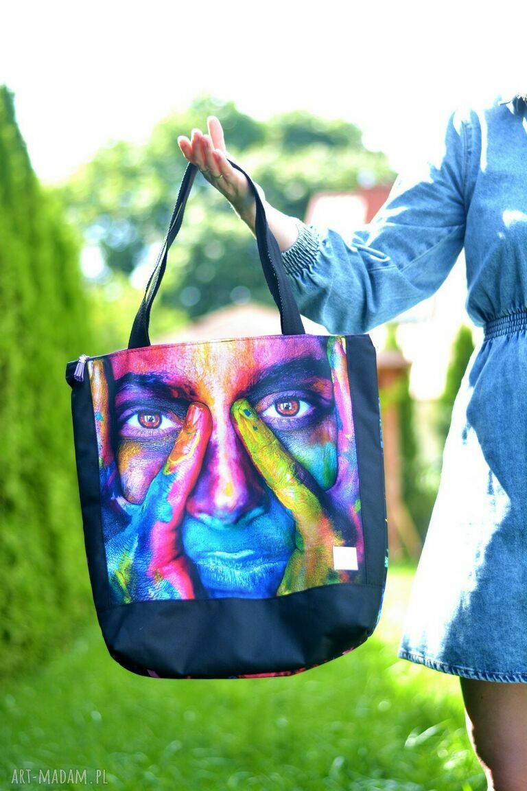 Wodoodporna torba shopper grafitti z twarzą na ramię