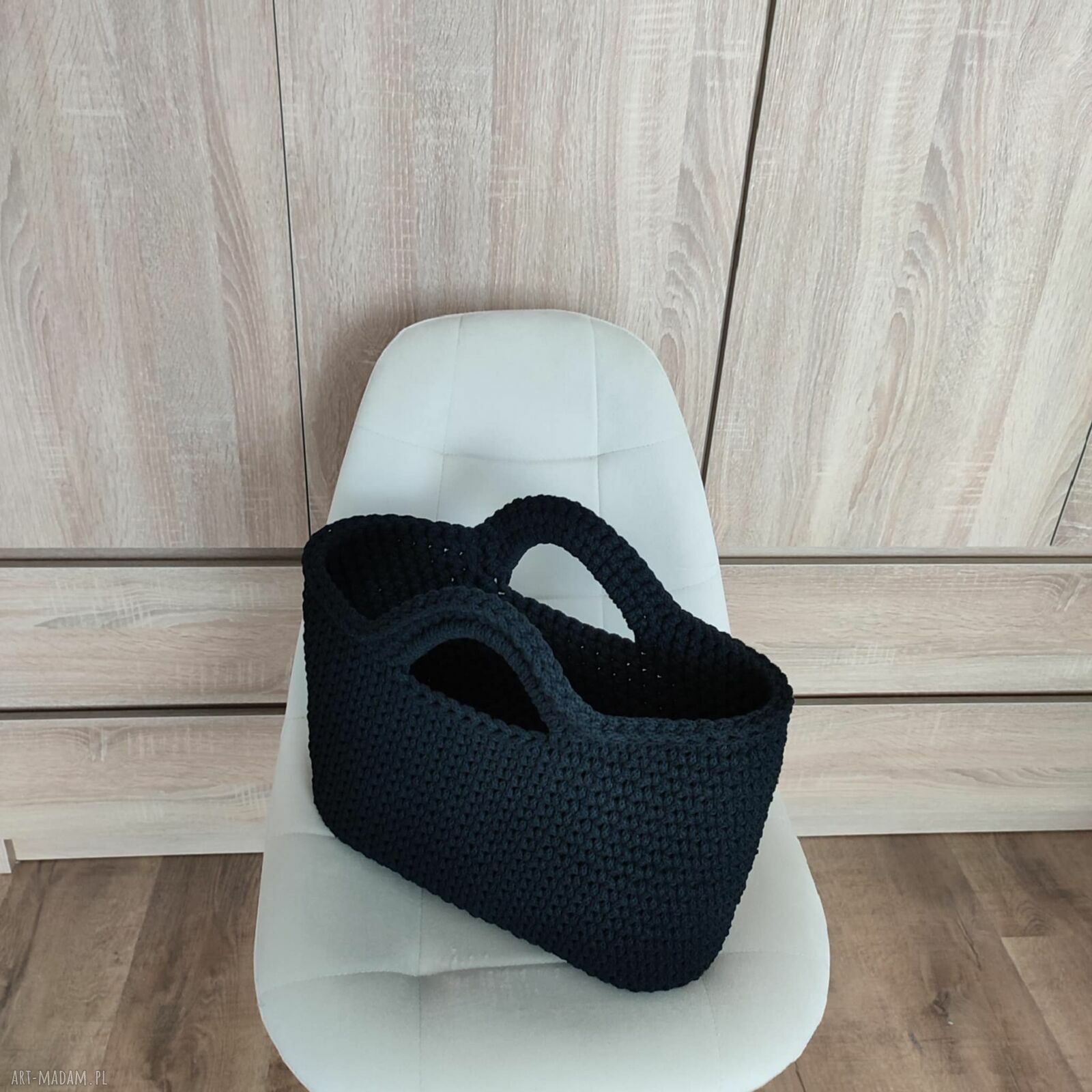 Torba do ręki 35x25 cm - szydełkowy koszyk z polskiego sznurka bawełnianego