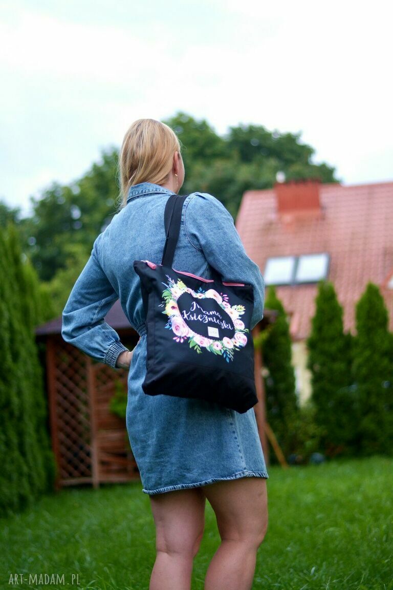 Duża wodoodporna torba shopper na ramię dla mamy - zapinana na zamek