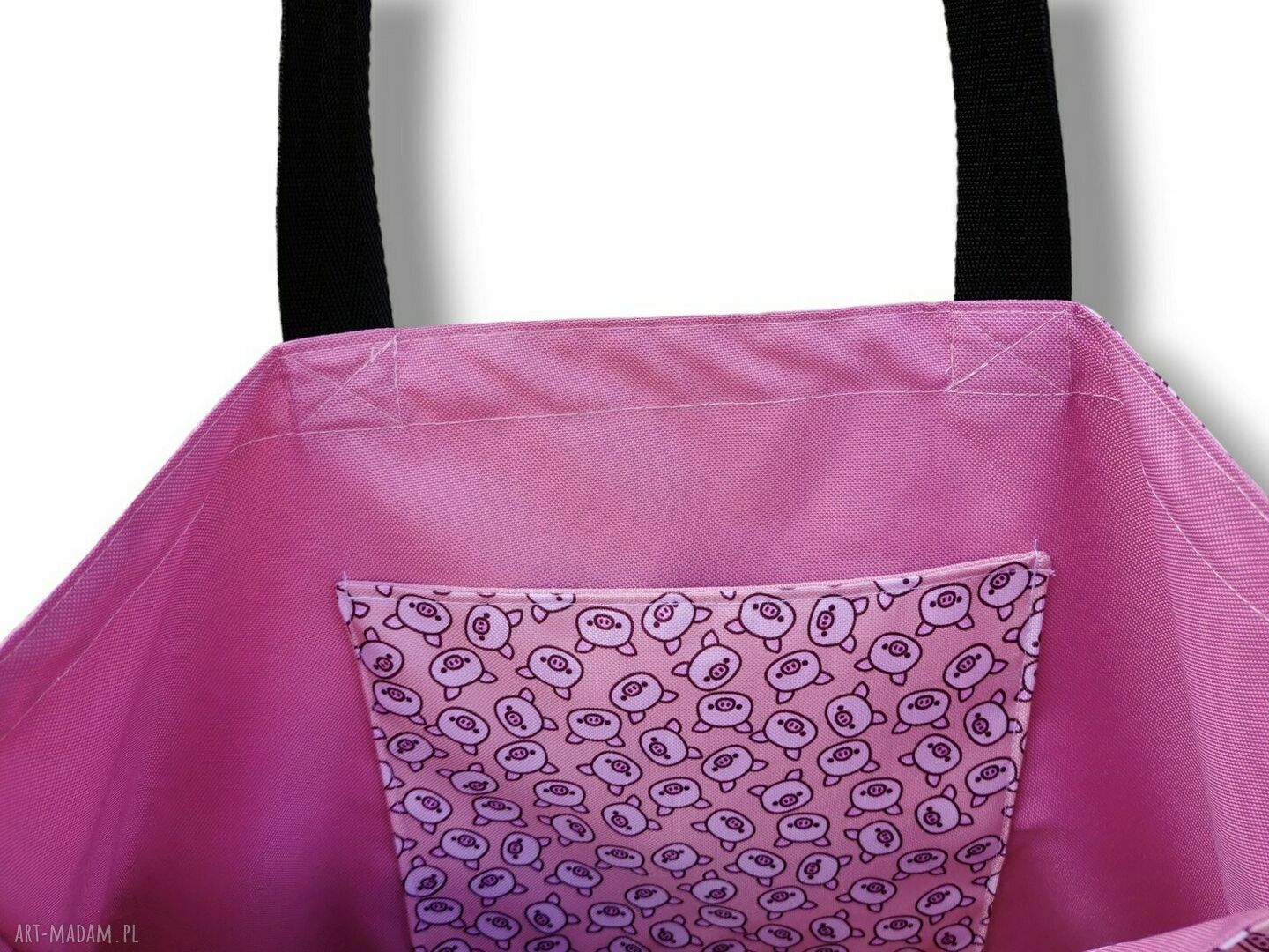 Duża torba shopper wodoodporna XL na ramię ze świnkami