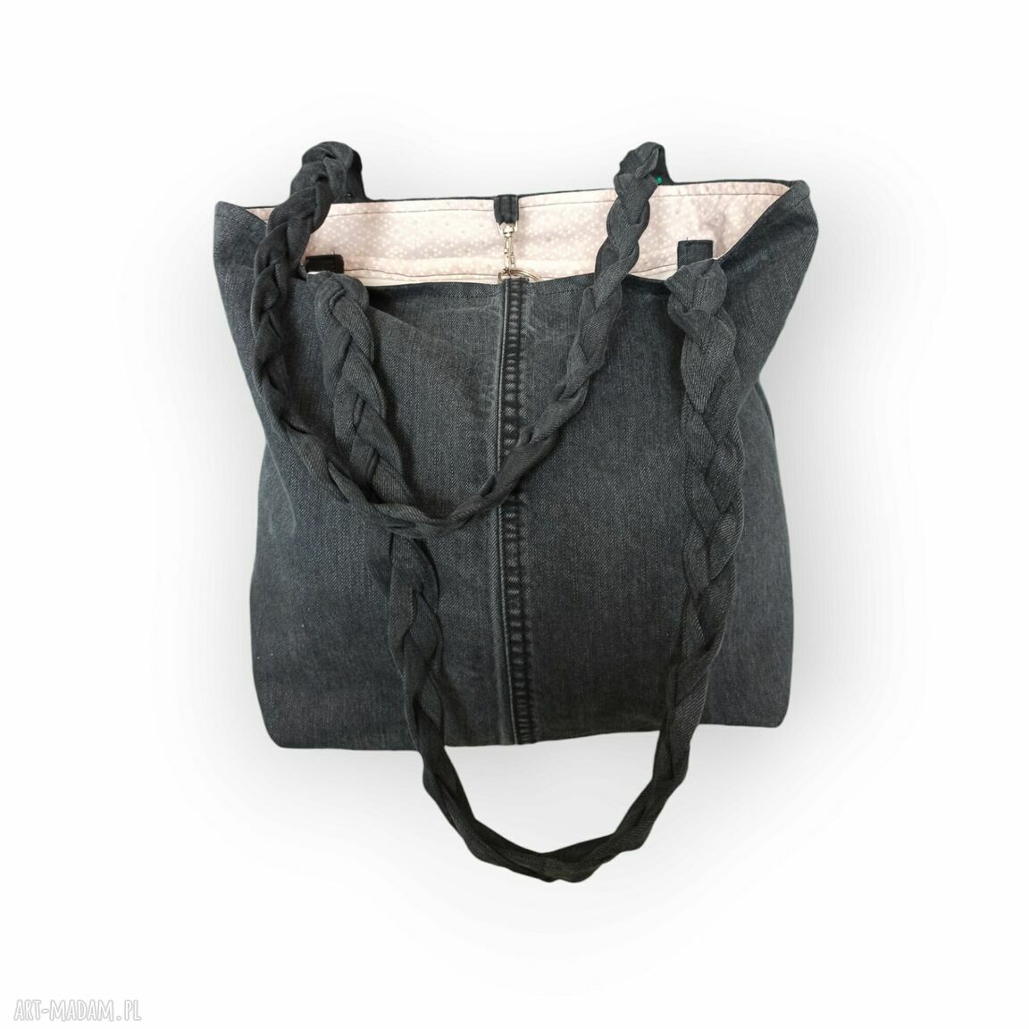 Torba na ramię Blue Collection Clara - jeansowa shopperka A4 grafitowa