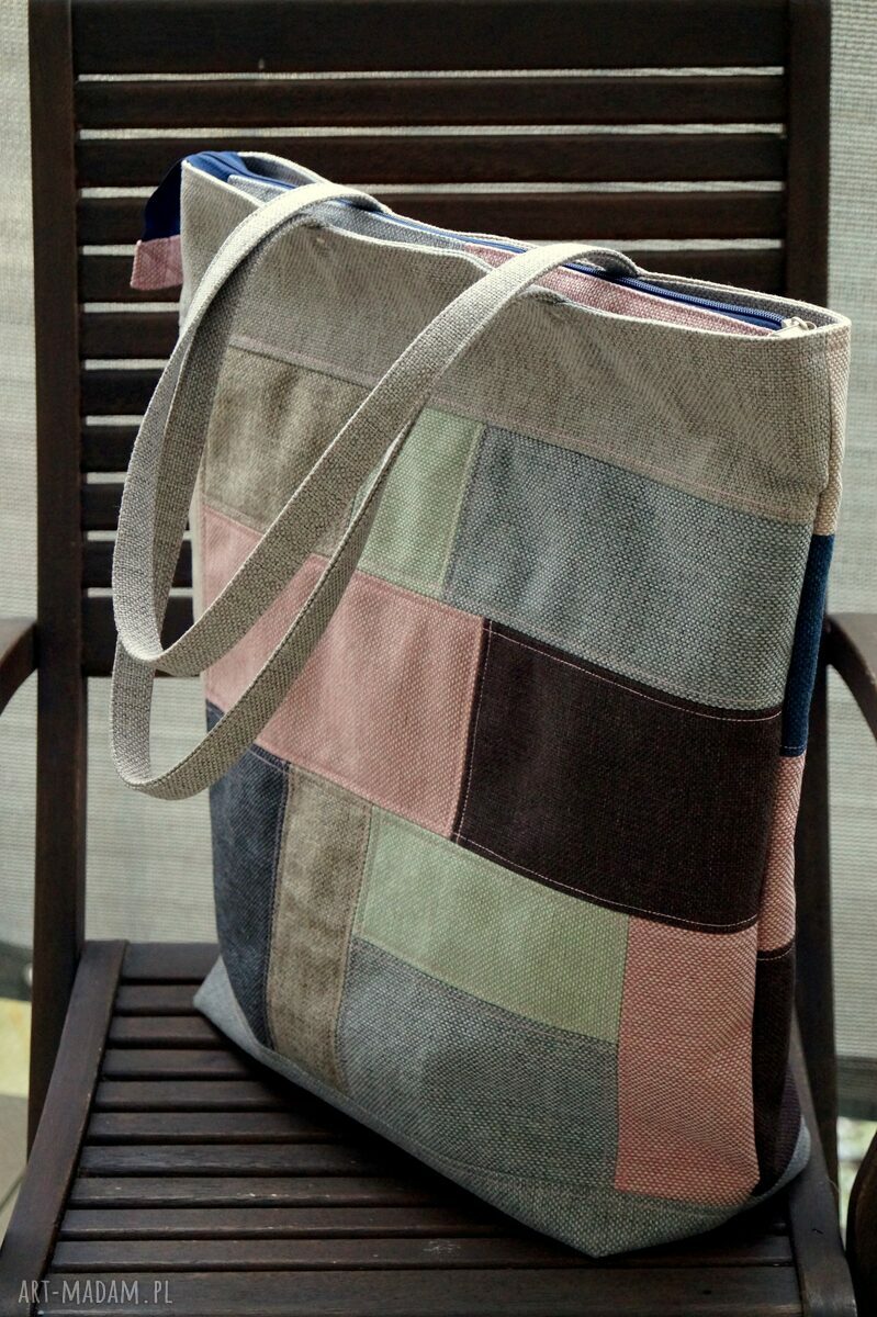 Torba na ramię Zero Waste XL - pojemny patchwork na co dzień