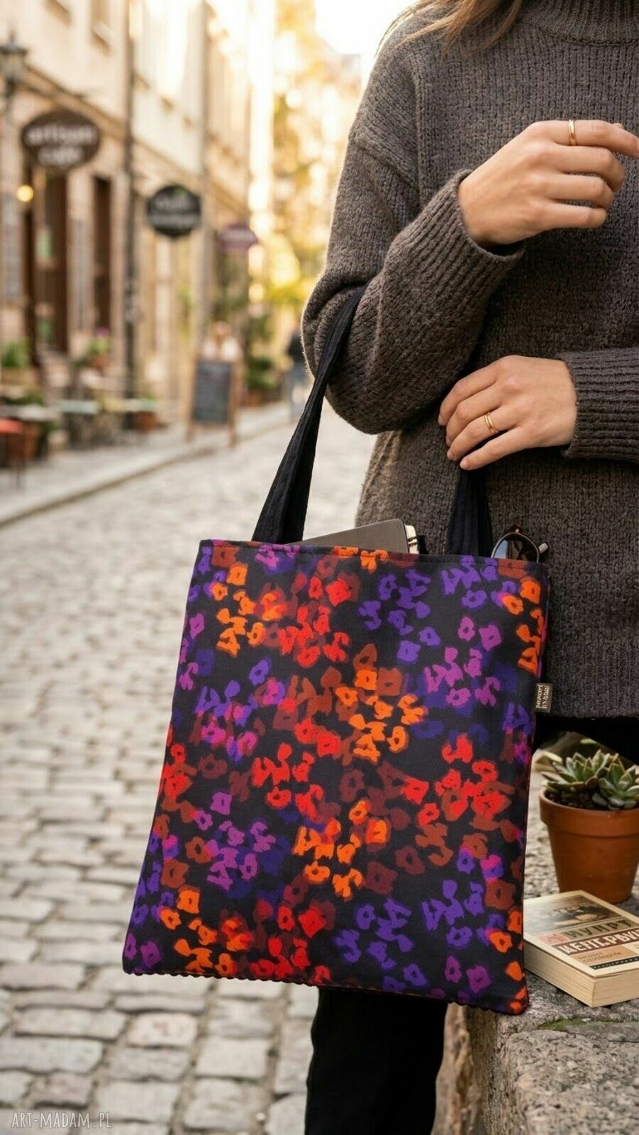 Torba shopperka w panterę na ramię - handmade