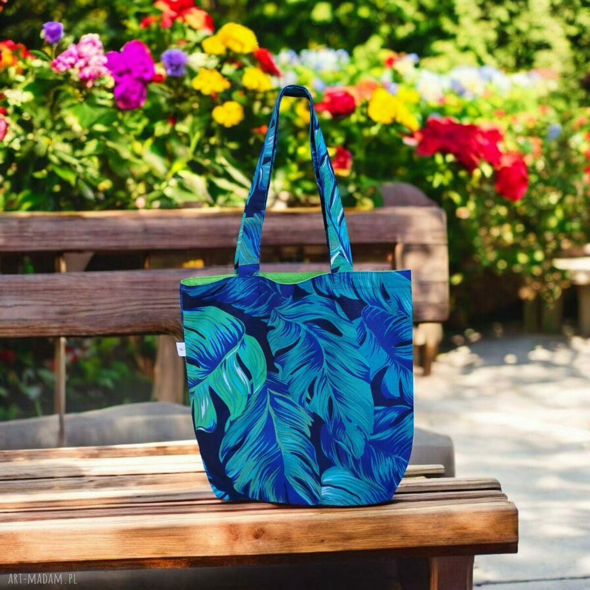 Shopperka z bawełny w liście - ekologiczna torba na zakupy na ramię