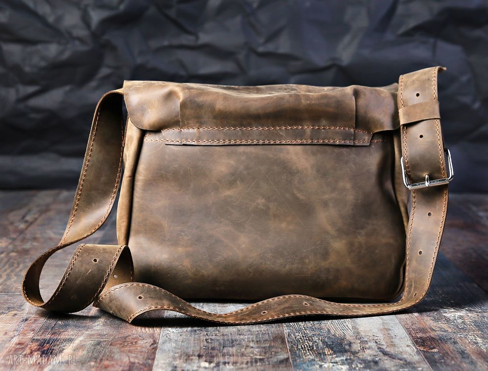 Torba skórzana unisex listonoszka - pojemna A4 na ramię