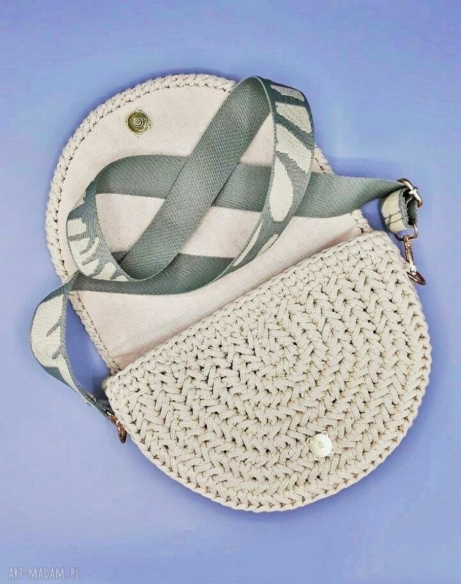 Torba szydełkowa „VANILLA” - listonoszka crossbody w jodełkę