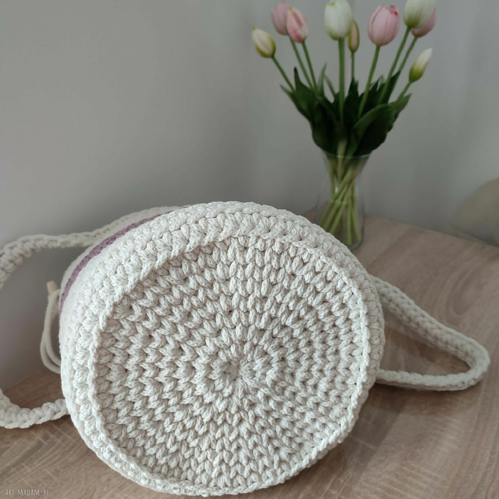 Torba szydełkowa na ramię ze sznurka bawełnianego 23 x 30 cm