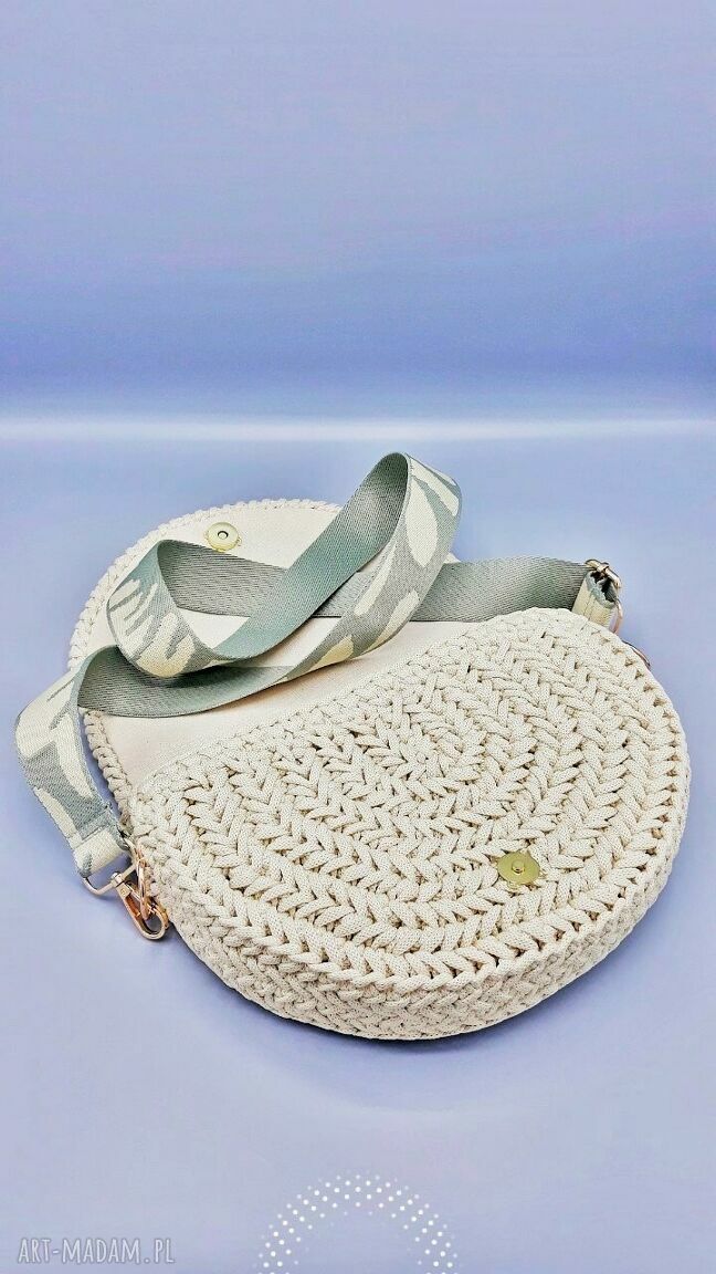 Torba szydełkowa „VANILLA” - listonoszka crossbody w jodełkę
