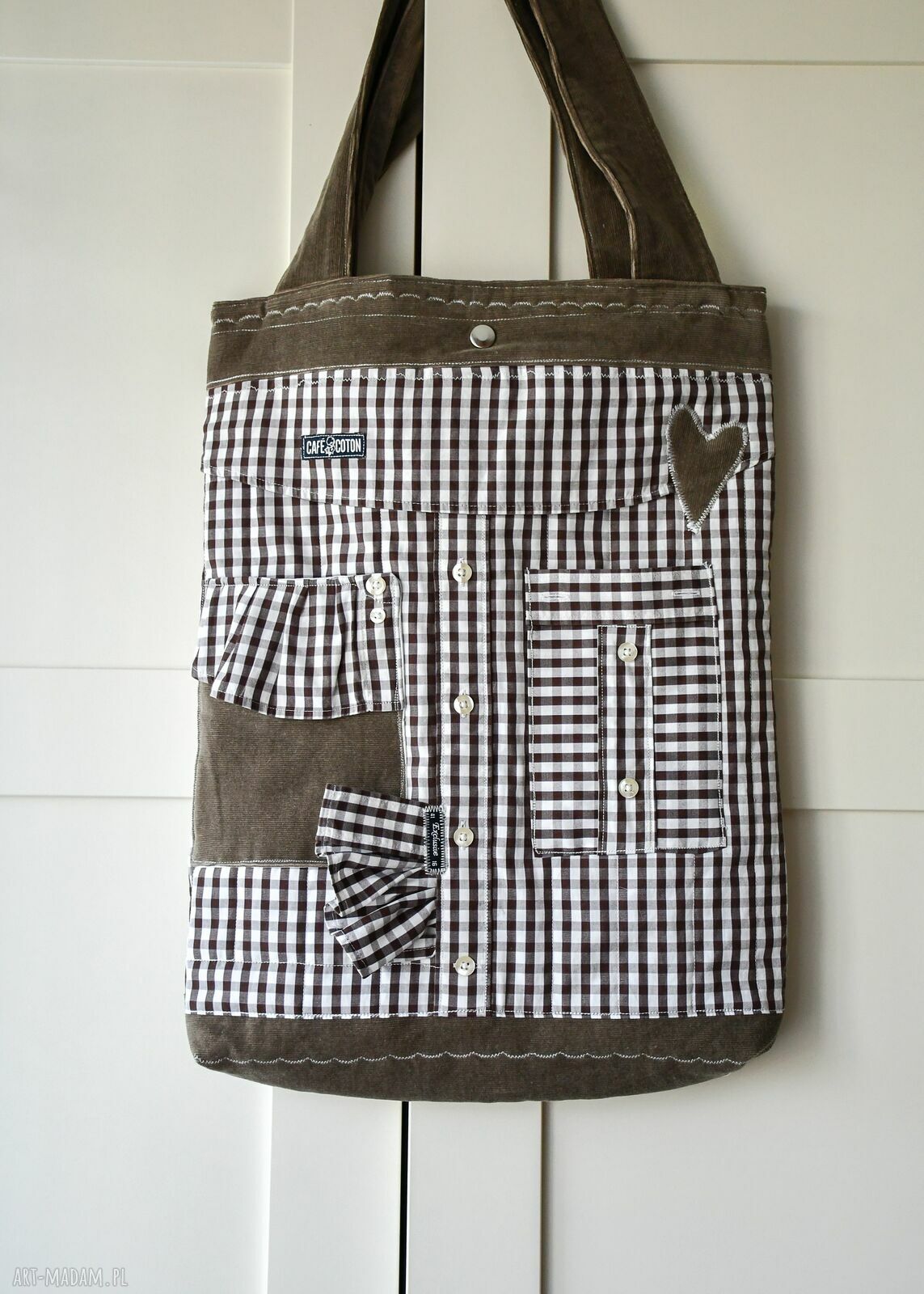 Torba na ramię Tasia "Może kawa?" - duża shopperka handmade
