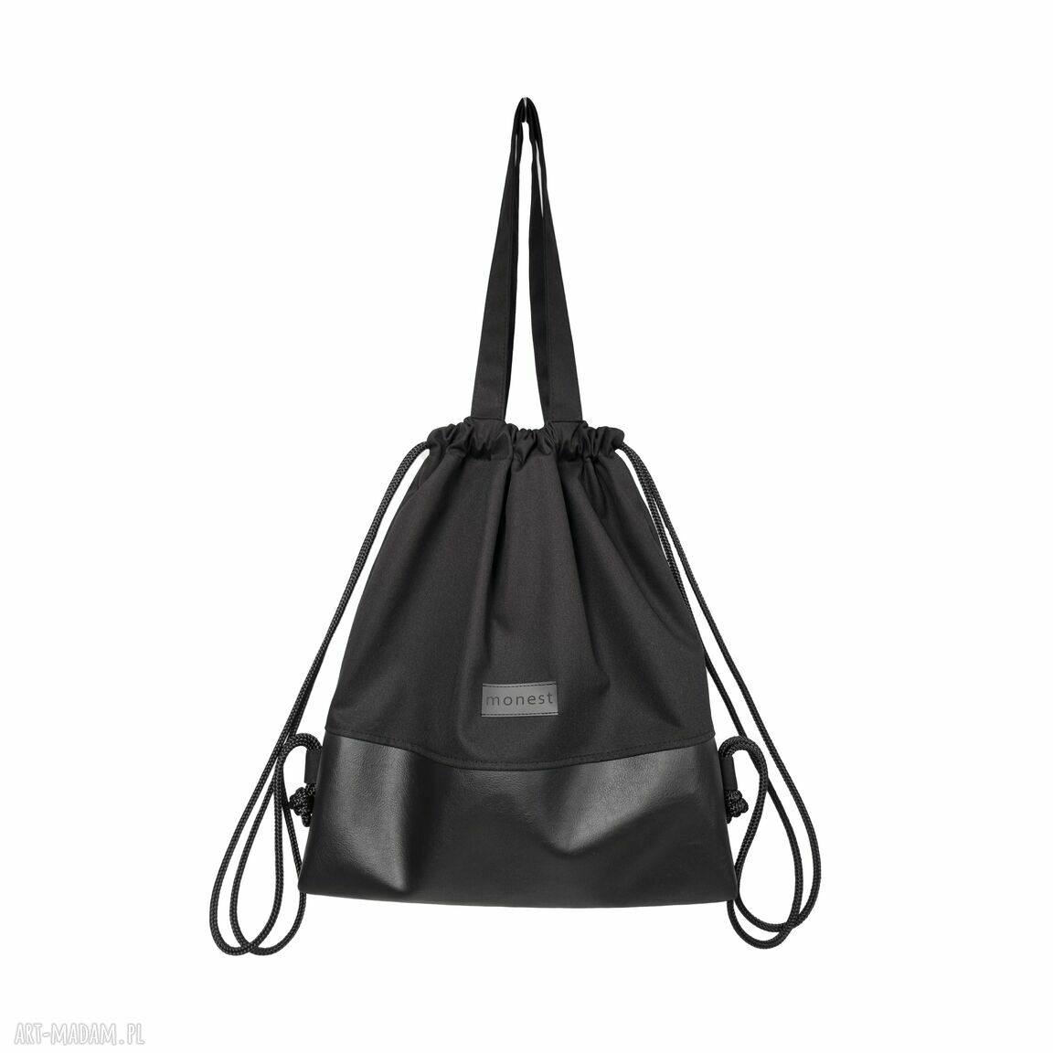 Czarna torba worek - miejski plecak handmade