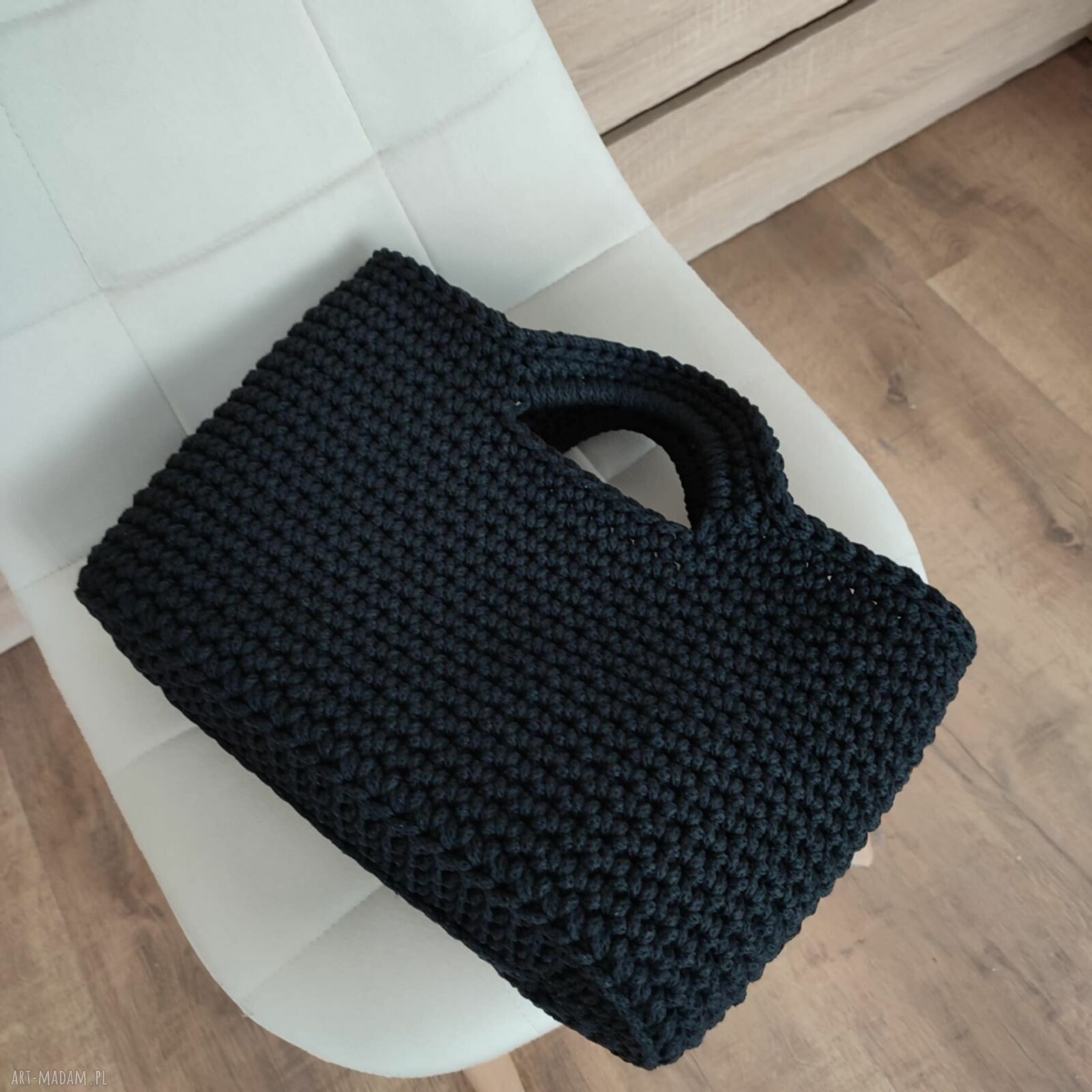 Torba do ręki 35x25 cm - szydełkowy koszyk z polskiego sznurka bawełnianego