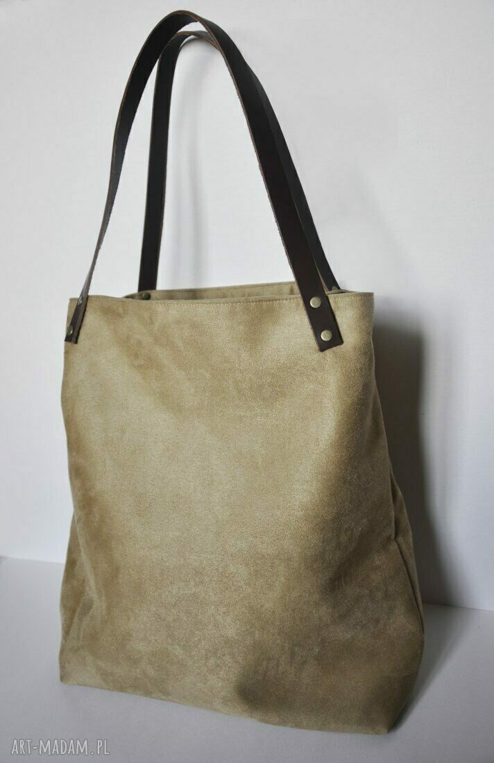 Torba tote XXL beżowa w kształcie worka - handmade