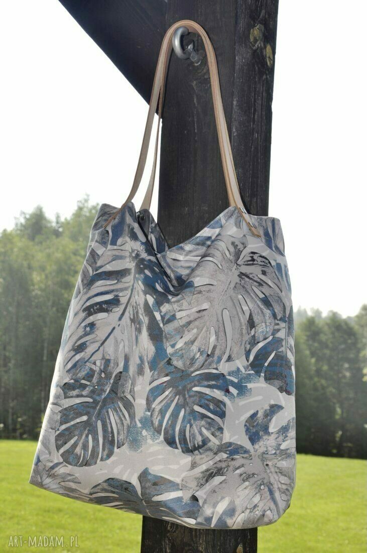 Torba tote XXL - print Monstera (liście monstery)