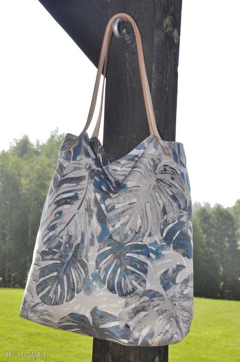 Torba tote XXL Monstera print - na ramię lub do ręki