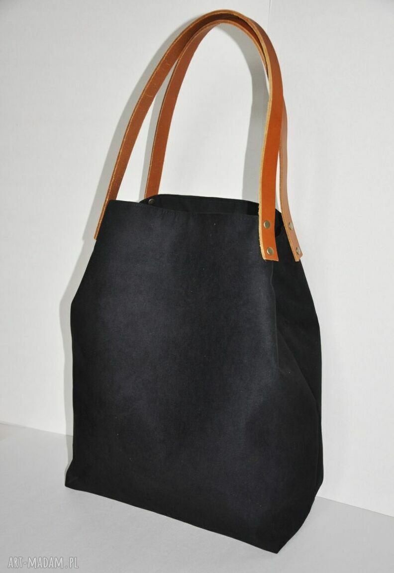 Torba tote XXL czerń - elegancka torebka na ramię (handmade)