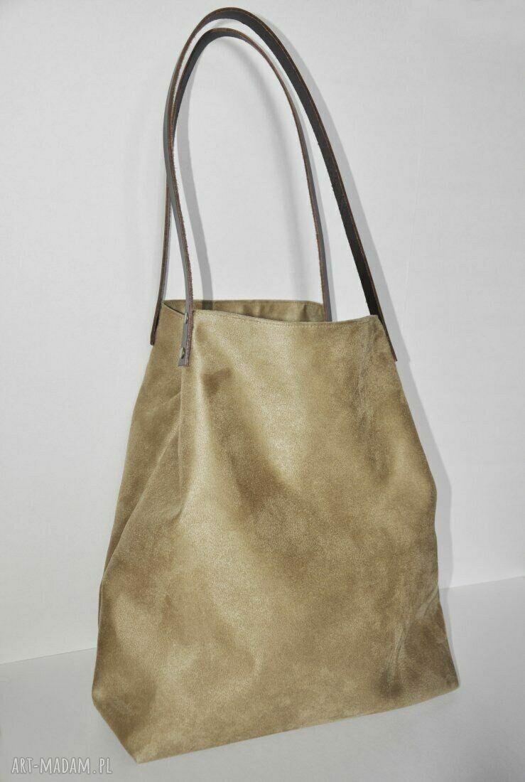Torba tote XXL beżowa w kształcie worka - handmade