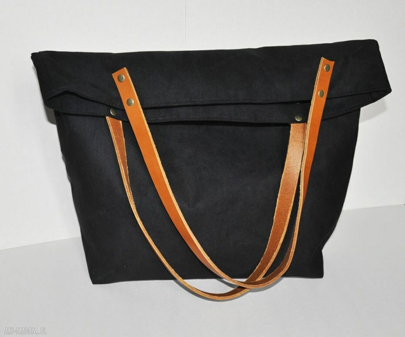 Torba tote XXL czerń - elegancka torebka na ramię (handmade)