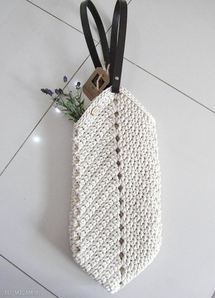 Torba typu shopper ze sznurka bawełnianego ecru