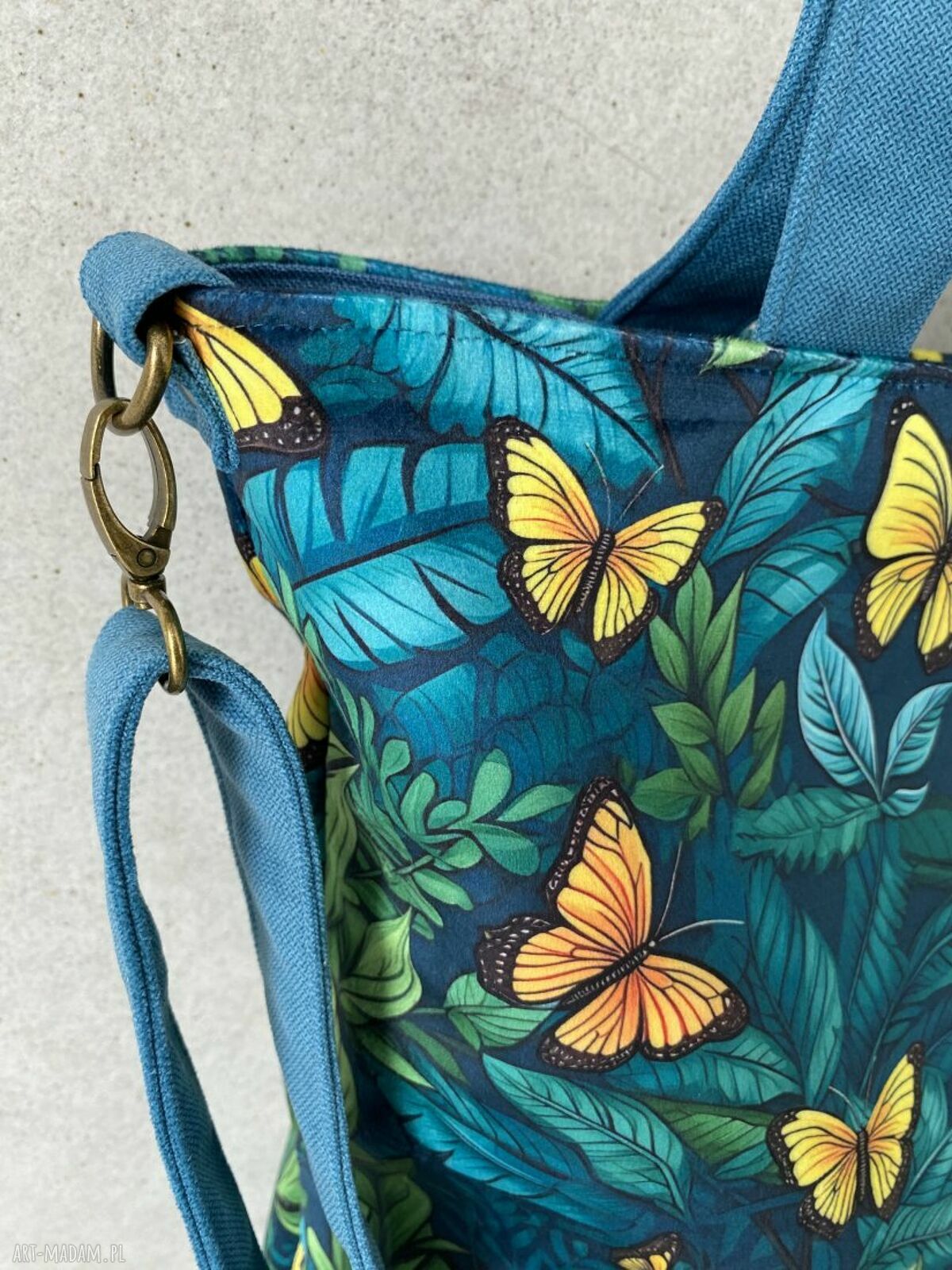 Torba na ramię XXL - welurowy print Motyle