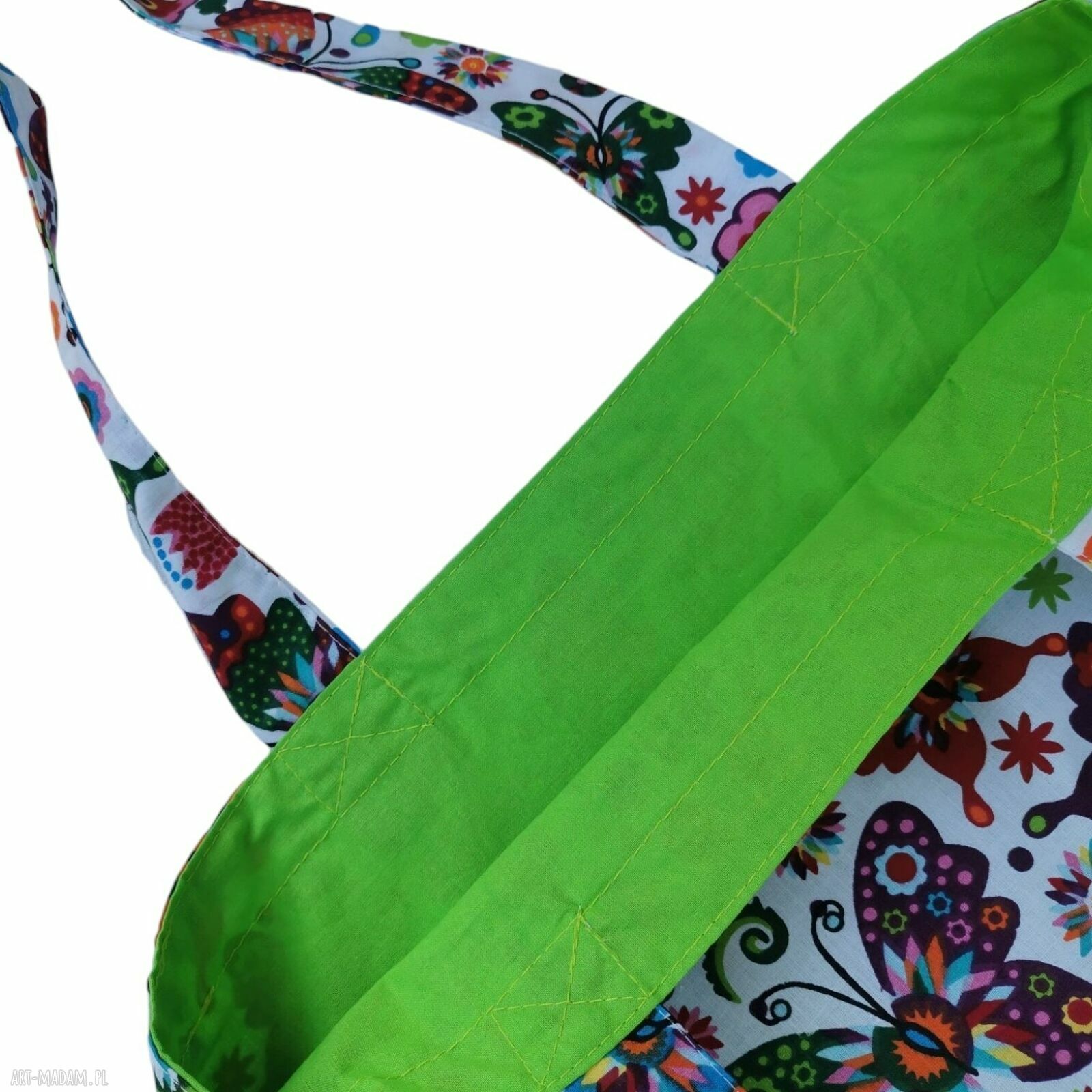Torba na zakupy z motylami - shopperka ekologiczna bawełniana na ramię
