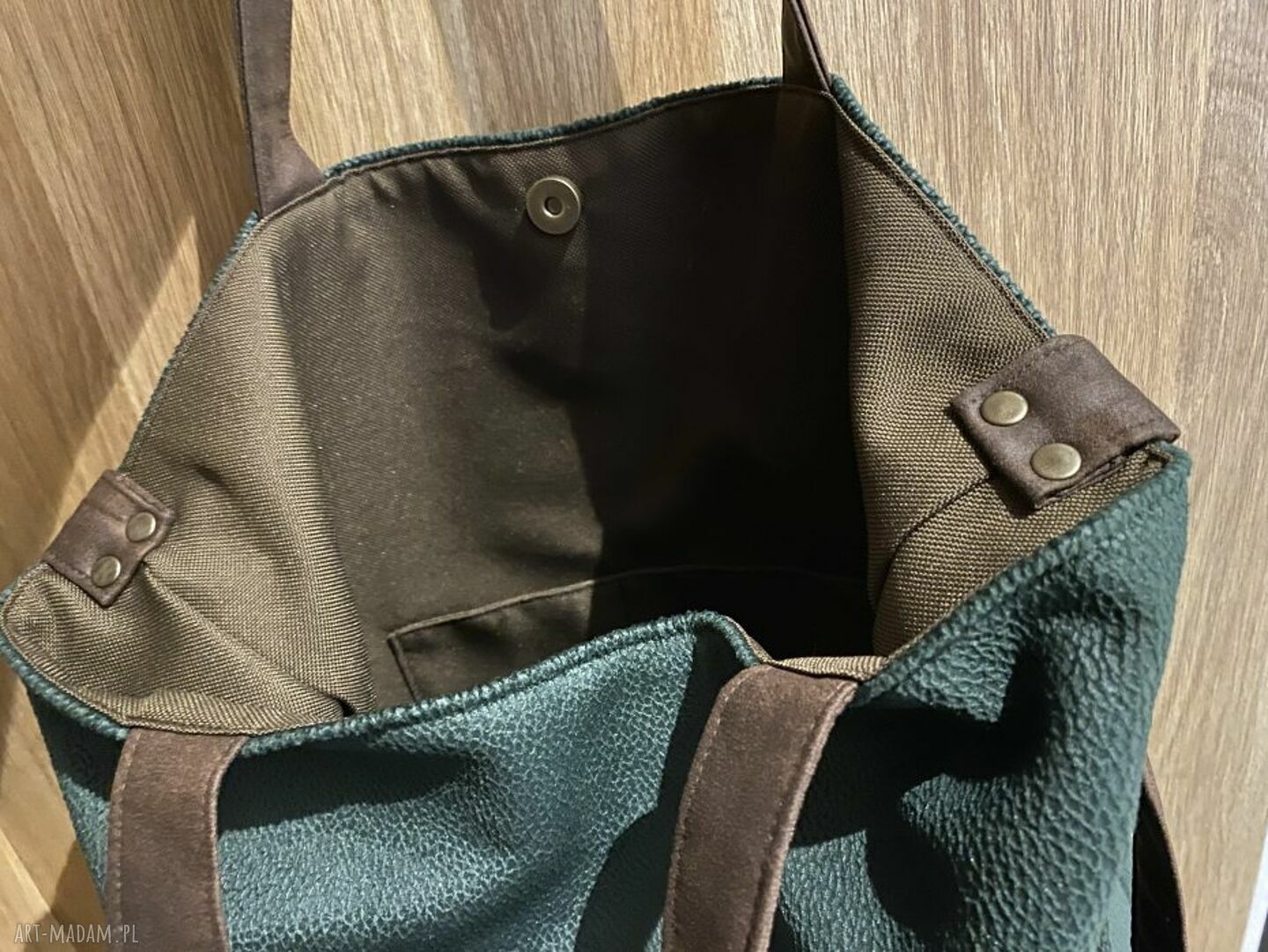 Torba na ramię XXL hobo - butelkowa zieleń i brąz (mieści A4)