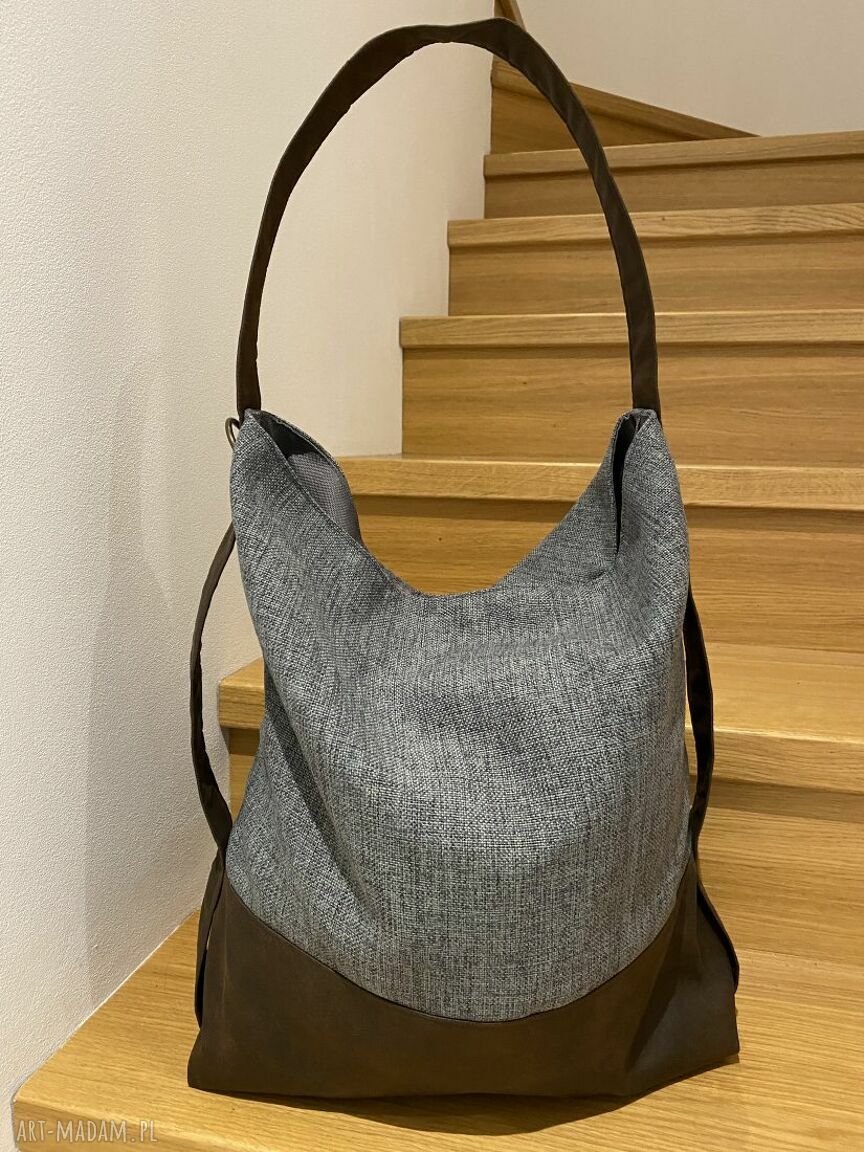 Torba na ramię - płócienna wegańska (worek), handmade