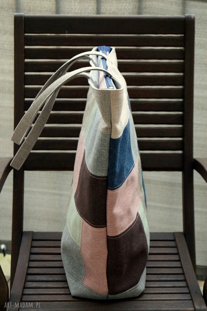 Torba na ramię Zero Waste XL - pojemny patchwork na co dzień