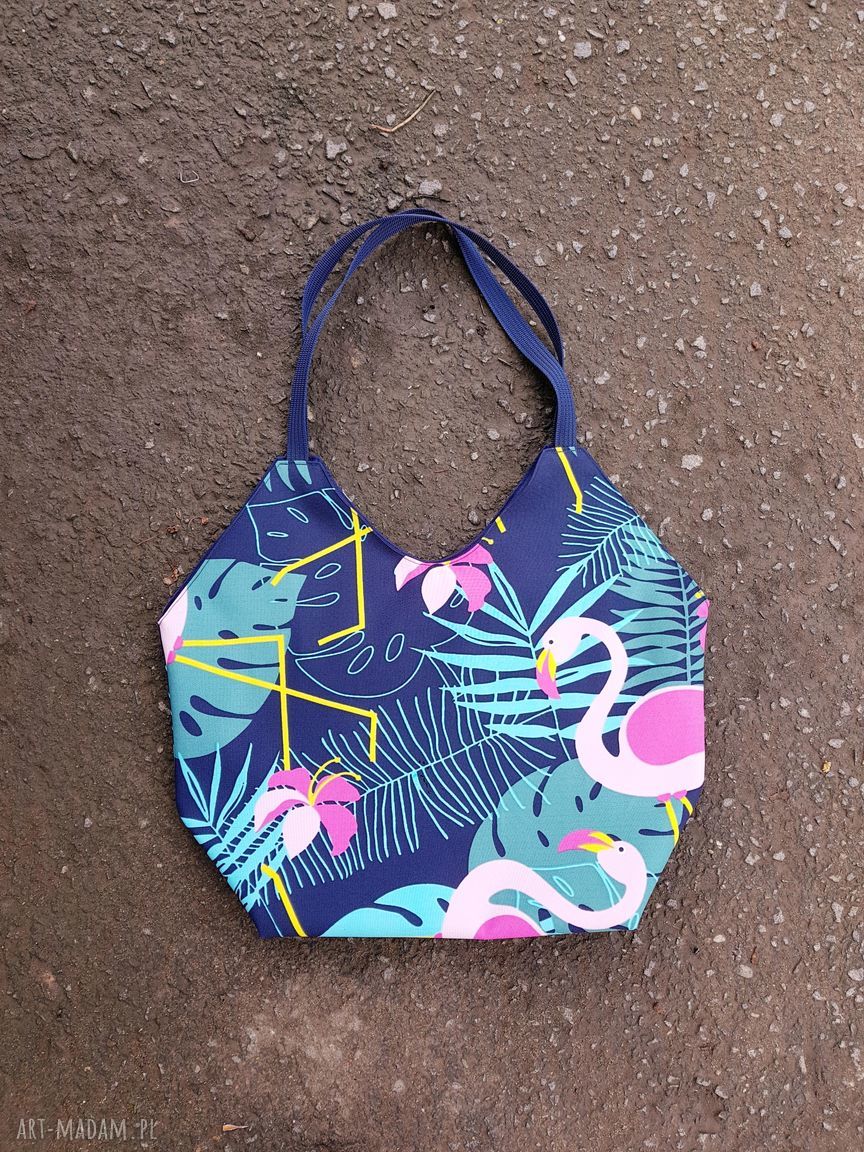 Torba shopperka z flamingami plażowa niespodzianka na ramię