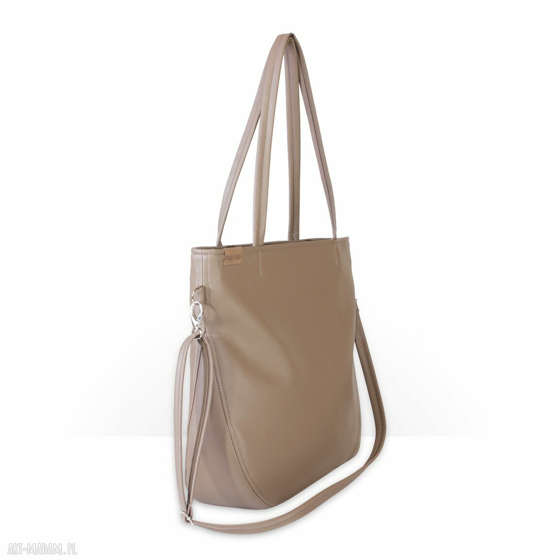 Beżowa torba hobo Pacco bag - vegan na ramię z odpinanym, regulowanym paskiem