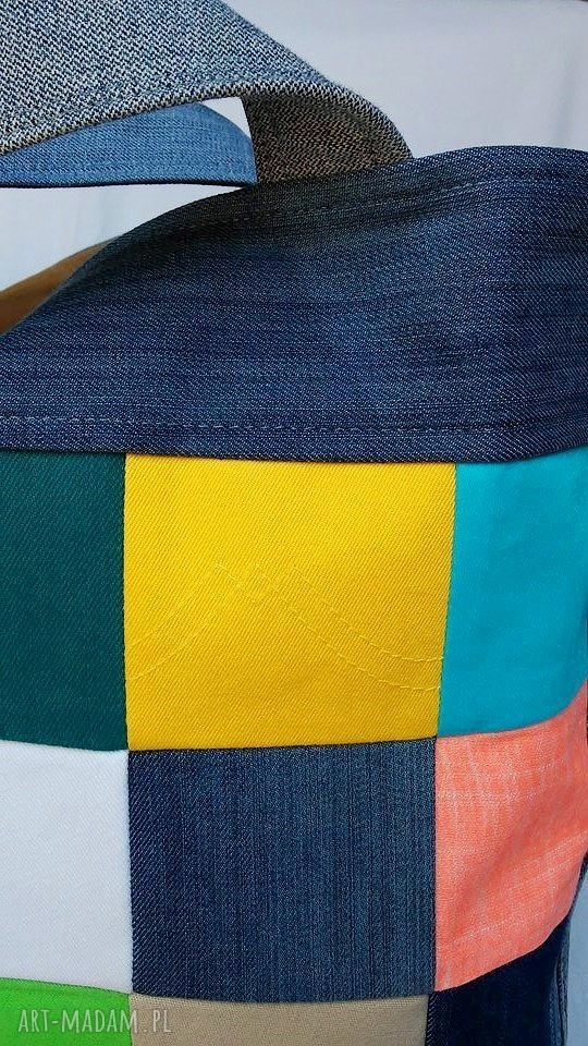 Torba z Jeansu. Kolorowa Szachownica. PATCHWORK