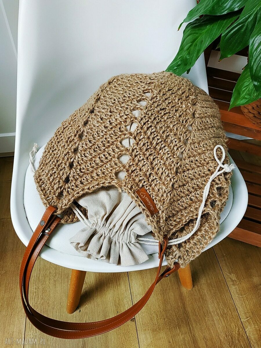 Torba z juty na ramię Tulip Bag z lnianym woreczkiem