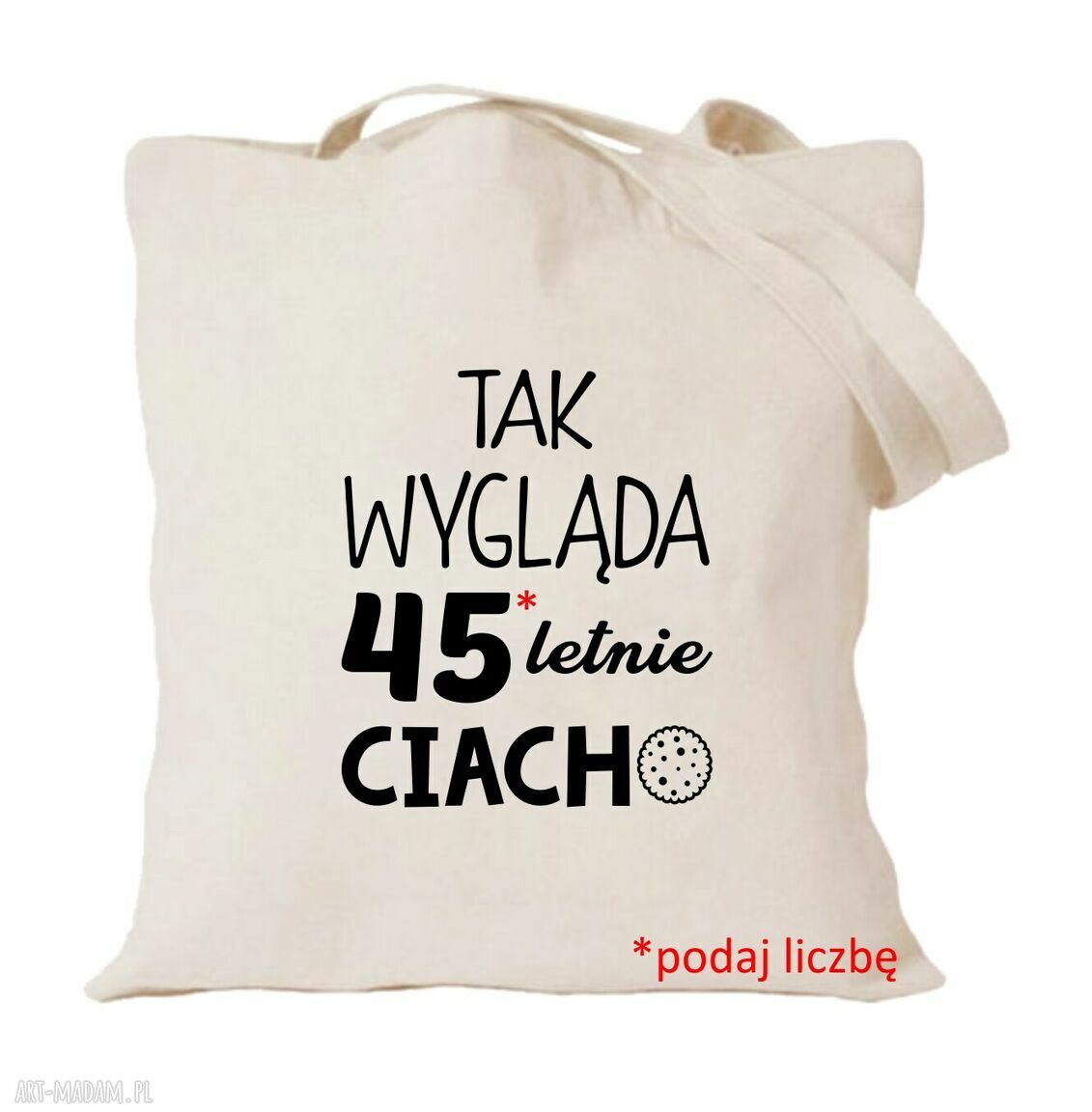Torba bawełniana z nadrukiem na urodziny, imieniny i rocznicę - rok i liczba