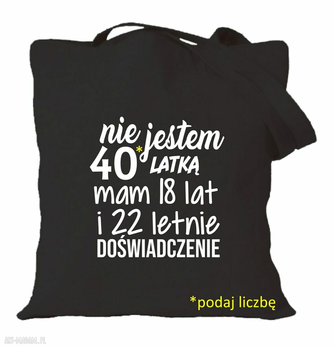 Torba bawełniana z nadrukiem na urodziny - prezent z rokiem i liczbą