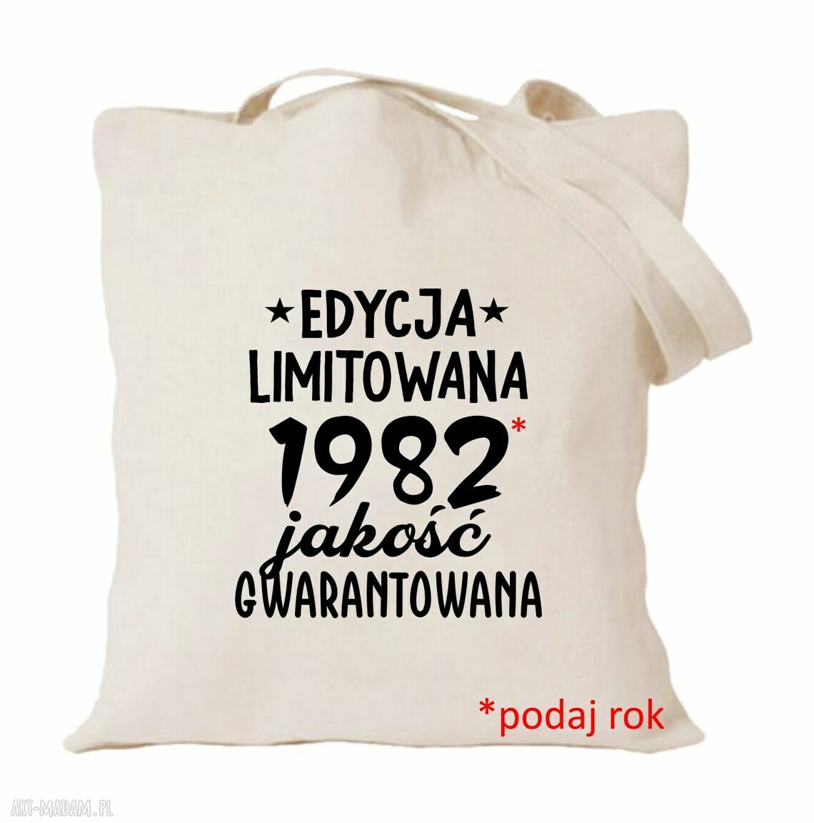 Torba bawełniana z nadrukiem na urodziny, imieniny i rocznicę - prezent dla niej