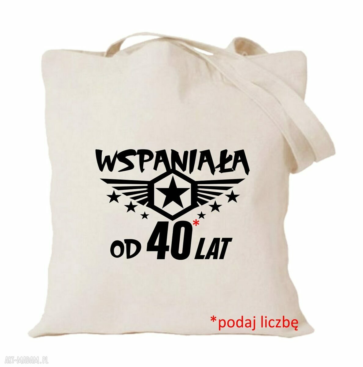 Torba bawełniana z nadrukiem na urodziny, imieniny i rocznicę