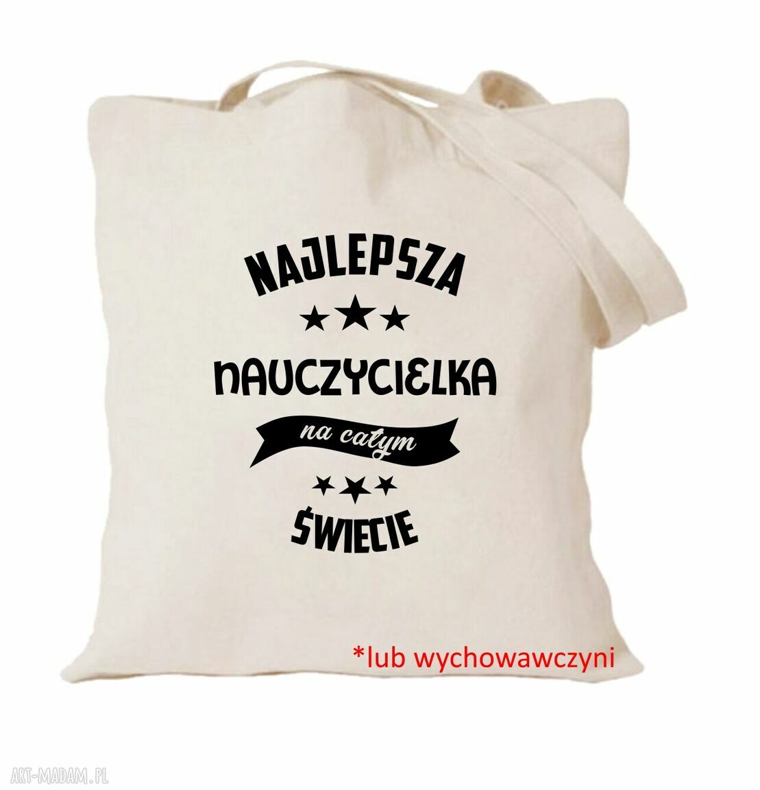 Torba z nadrukiem dla nauczycielki - prezent na Dzień Nauczyciela i zakończenie roku
