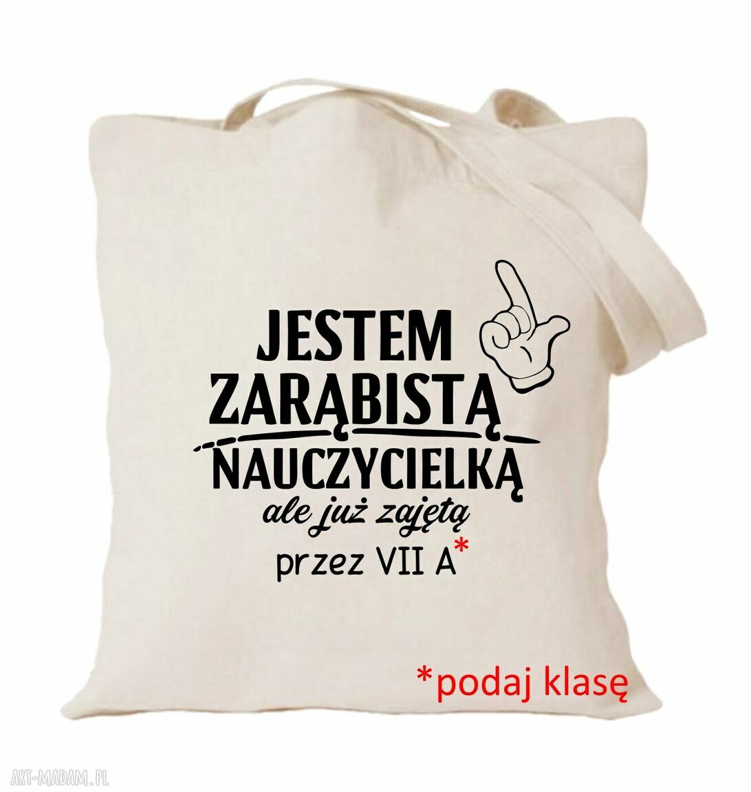Torba bawełniana z nadrukiem dla nauczycielki - prezent na Dzień Nauczyciela i zakończenie roku