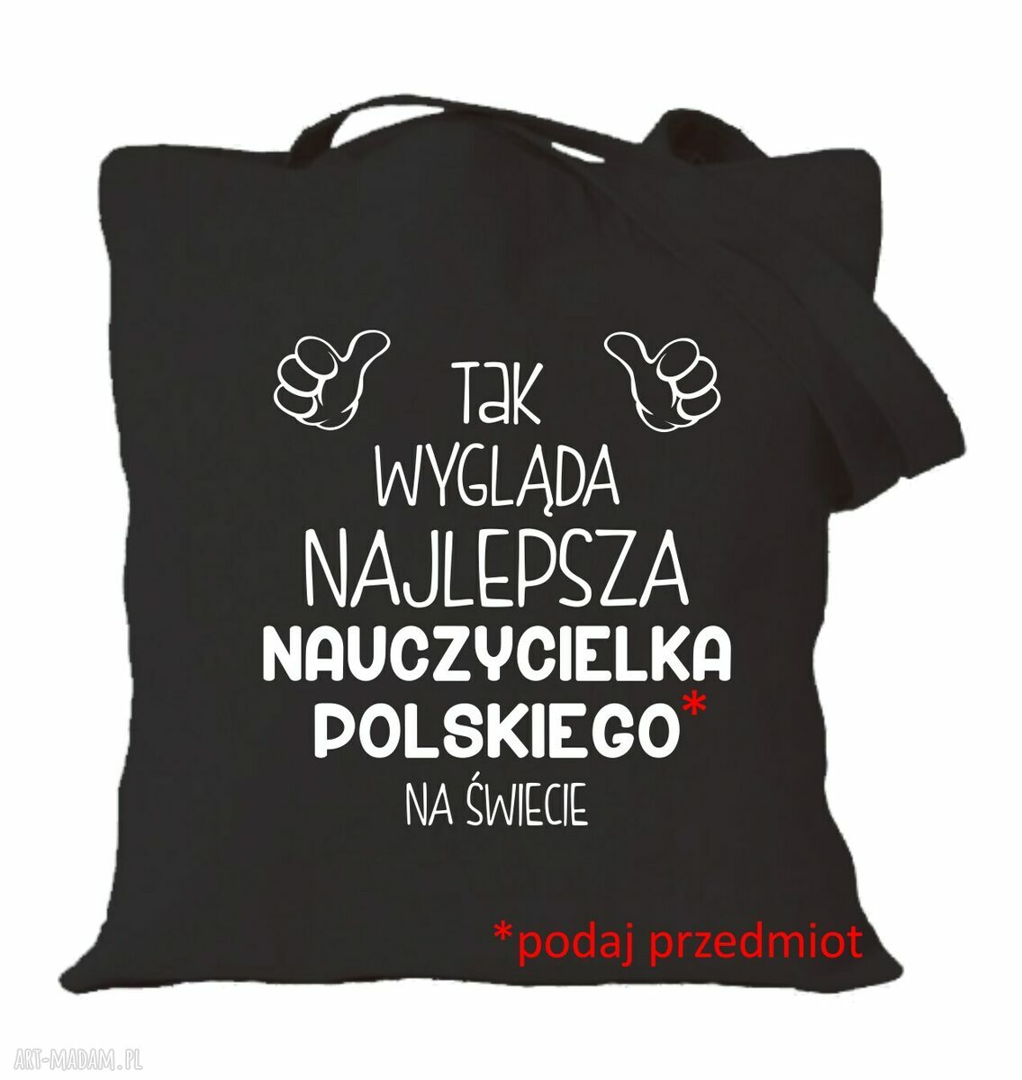 Ręcznie wykonana torba bawełniana dla nauczycielki i wychowawczyni - prezent na Dzień Nauczyciela