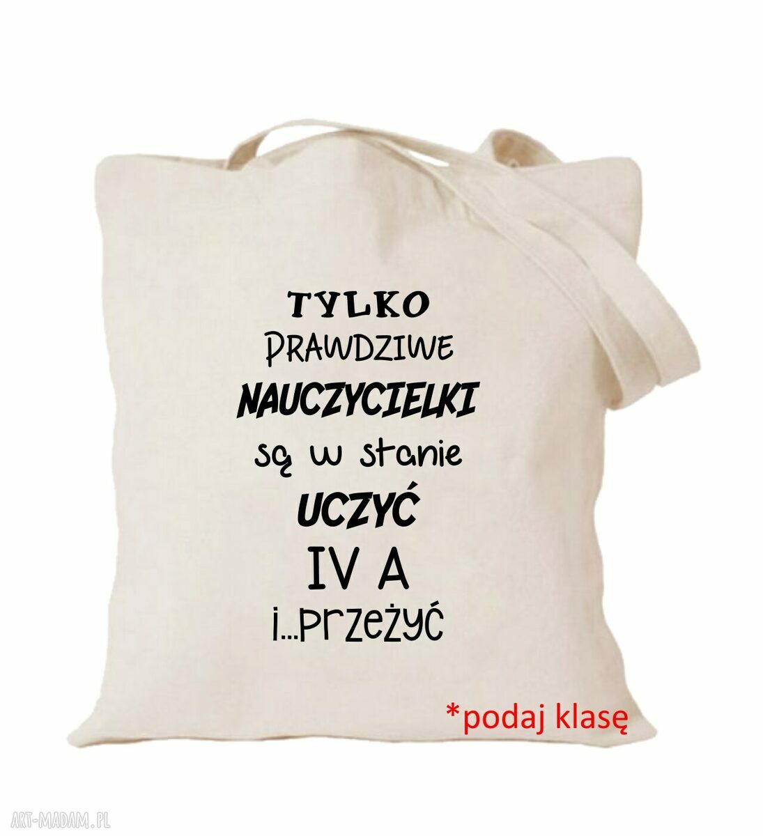 Torba bawełniana z nadrukiem dla nauczycielki i wychowawczyni - prezent na Dzień Nauczyciela oraz zakończenie roku