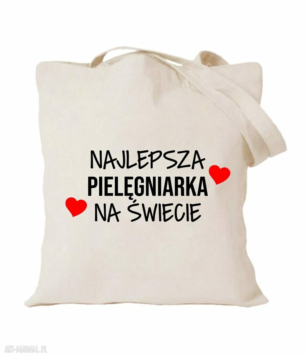 Torba shopper z nadrukiem dla pielęgniarki - prezent oddziałowa, położna na urodziny