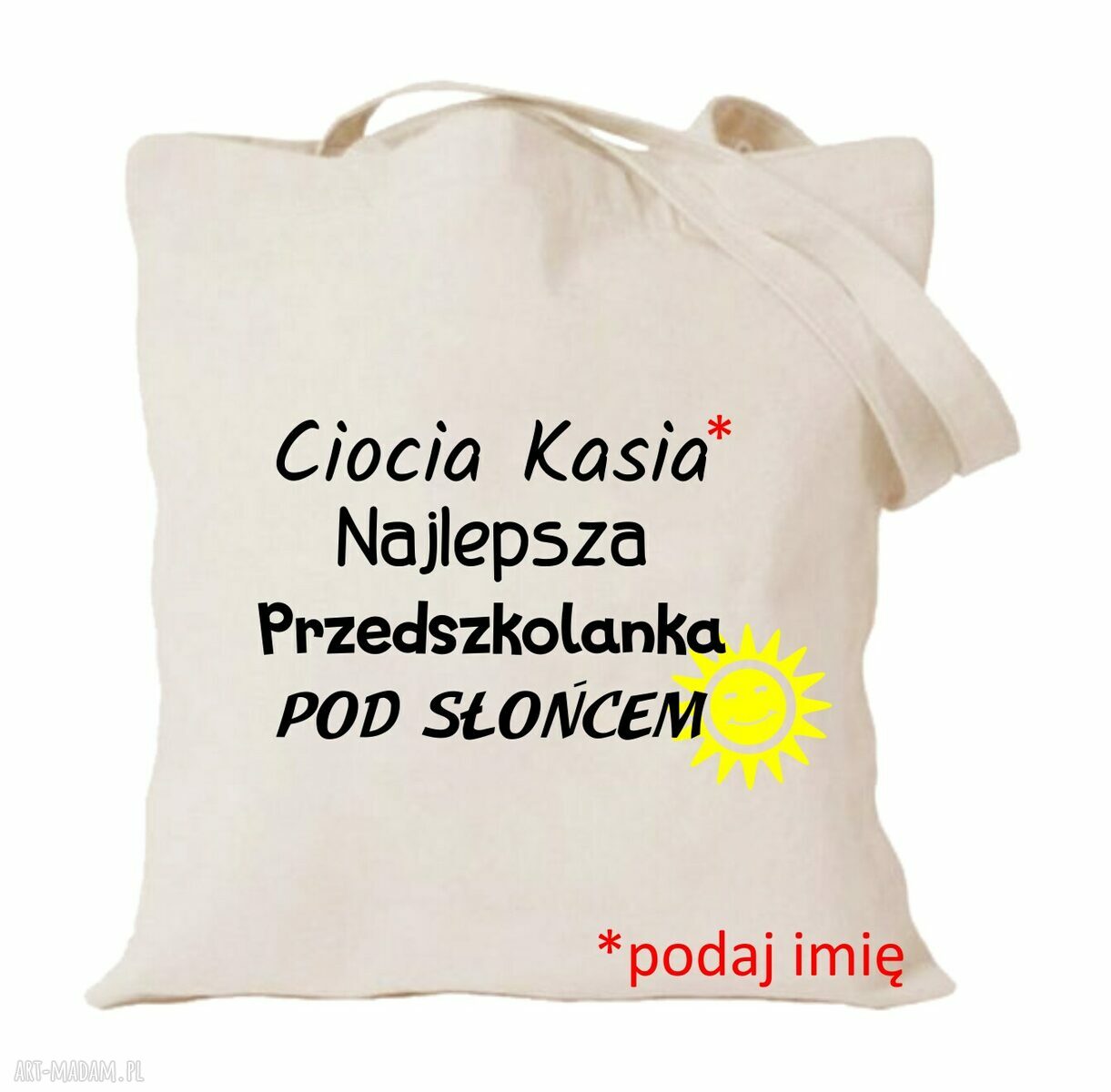 Torba bawełniana z nadrukiem dla przedszkolanki - prezent na zakończenie roku